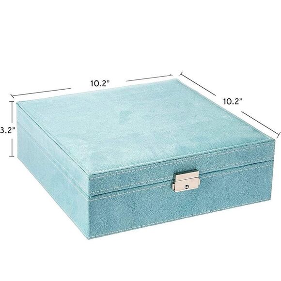 NWT Cloud Two-Layer Blue Jewelry Box Organizer Display Storage case with Lock - Picture 5 of 11